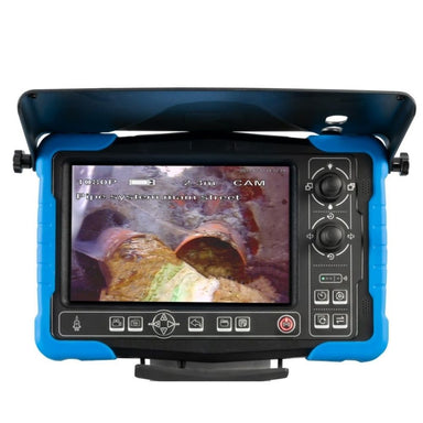 Pipe inspection camera screen front view on white background