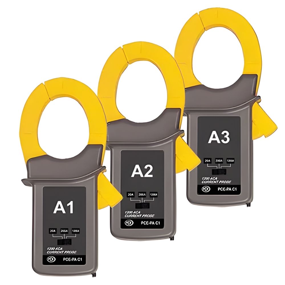 Power-Analysator three clamp on white background