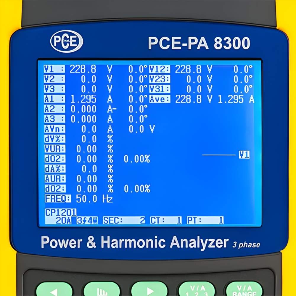 Power-Analysator screen close up view 