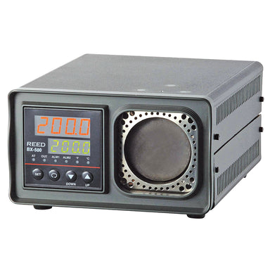 Reed Instruments Infrared gray temperature calibrator with digital display and circular component on a white background
