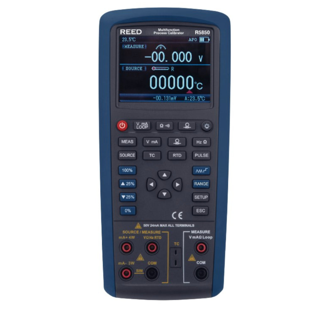 Reed Instruments R5850 multimeter with digital display on a white background