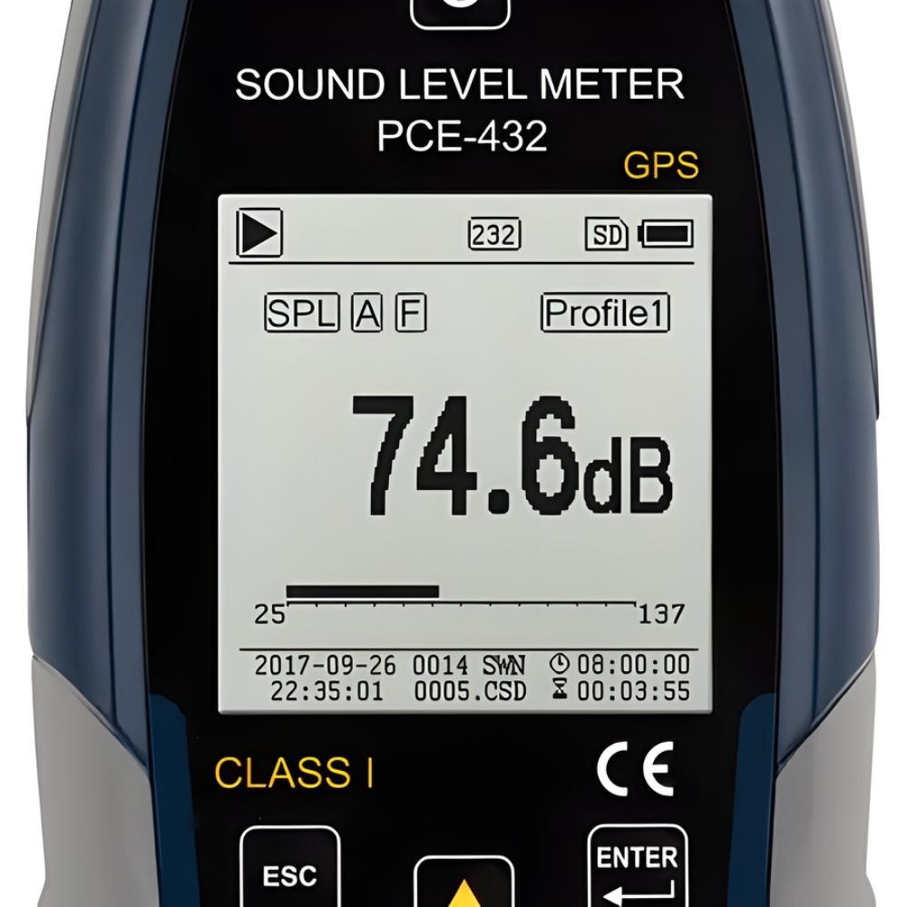Sound Level Meter second full screen front view 74.6dB on white background