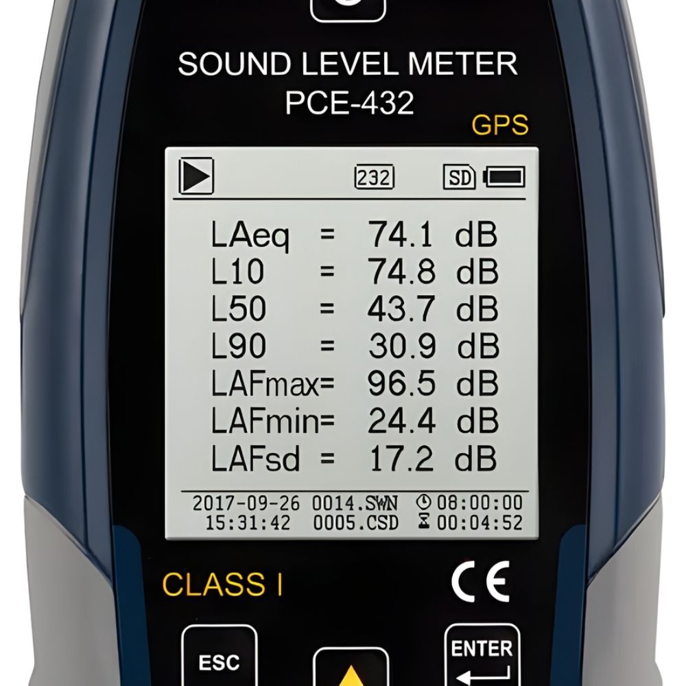 Sound Level Meter third full screen front view on white background